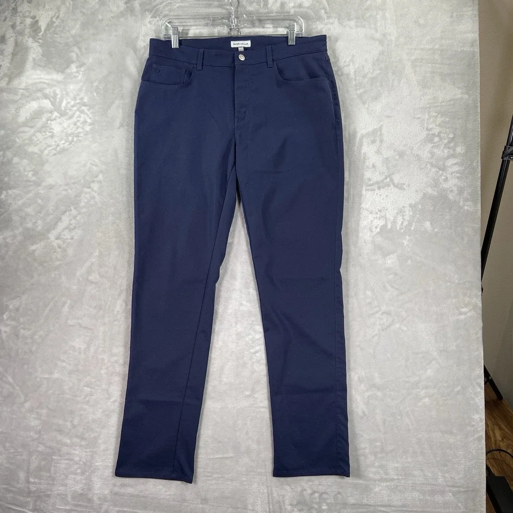 Peter Millar Pants Mens 34x32 Chino EB66 Classic Tapered Fit 5-Pocket Golf Blue